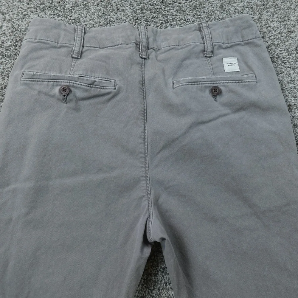 American Eagle Pants Mens 30X34 Gray Chino Trouser Straight Stretch Flex Preppy